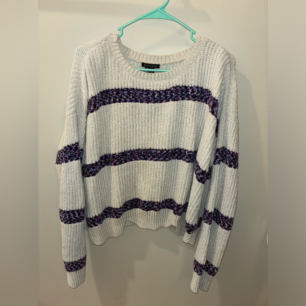 Purple & White Striped Sweater